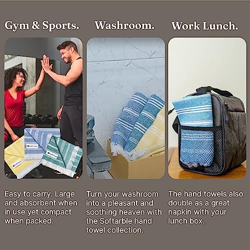 VIBRANT Hand Towels, 2 x 1.5 Ft, Beige & Grey. Pack of 4
