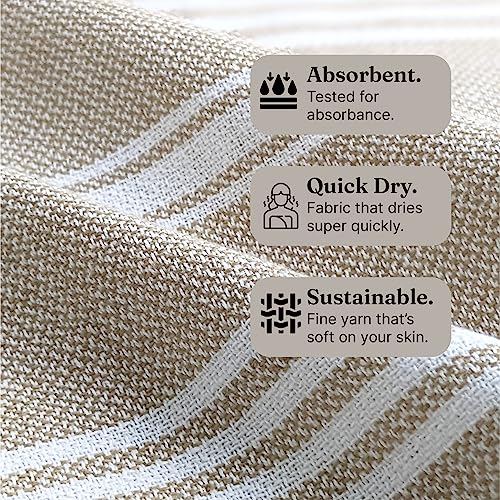 The BIG Towel, 5 x 2.8 Ft, Beige & Grey. Pack of 2