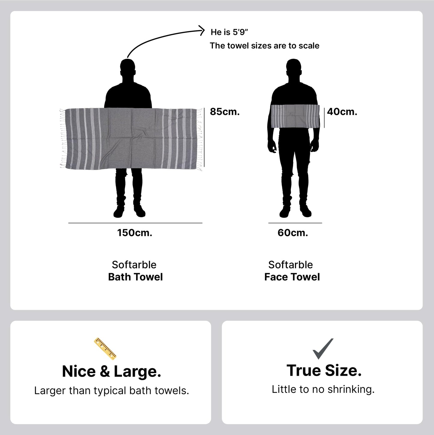 VIBRANT Hand Towels, 2 x 1.5 Ft, Crimson & Grey. Pack of 4