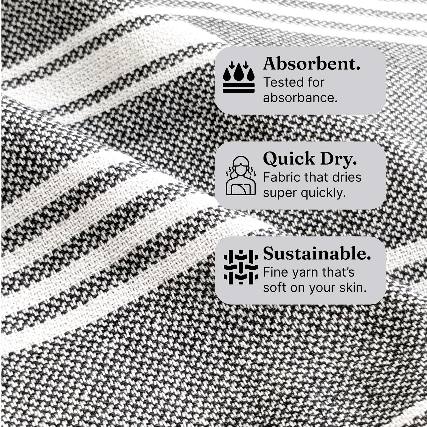 The BIG Towel, 5 x 2.8 Ft, Beige & Grey. Pack of 2