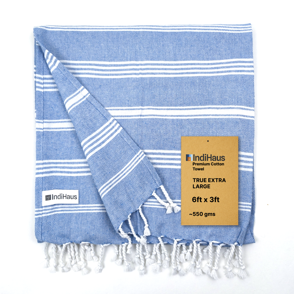 TRULY XL Bath Towel 6Ft X 3Ft, IndiHaus Blue