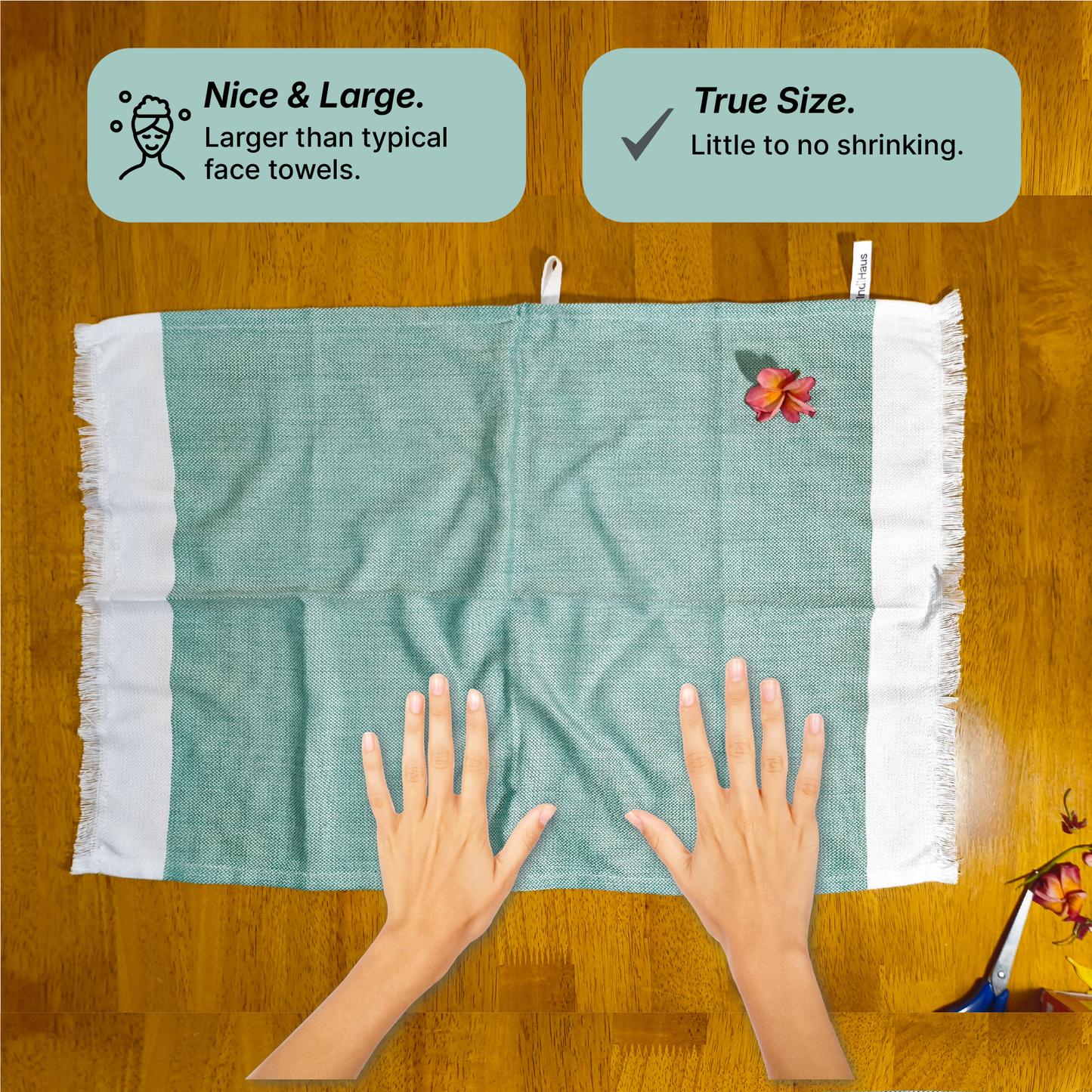 IndiHaus Bamboo Hand Towels, Super Soft and Absorbant, (6, Blue, Teal & Yellow)