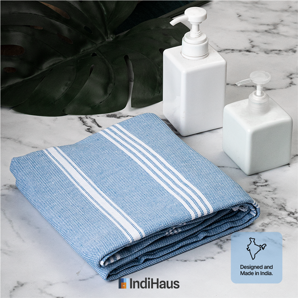 TRULY XL Bath Towel 6Ft X 3Ft, IndiHaus Blue