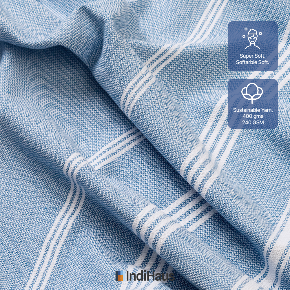 TRULY XL Bath Towel 6Ft X 3Ft, IndiHaus Blue