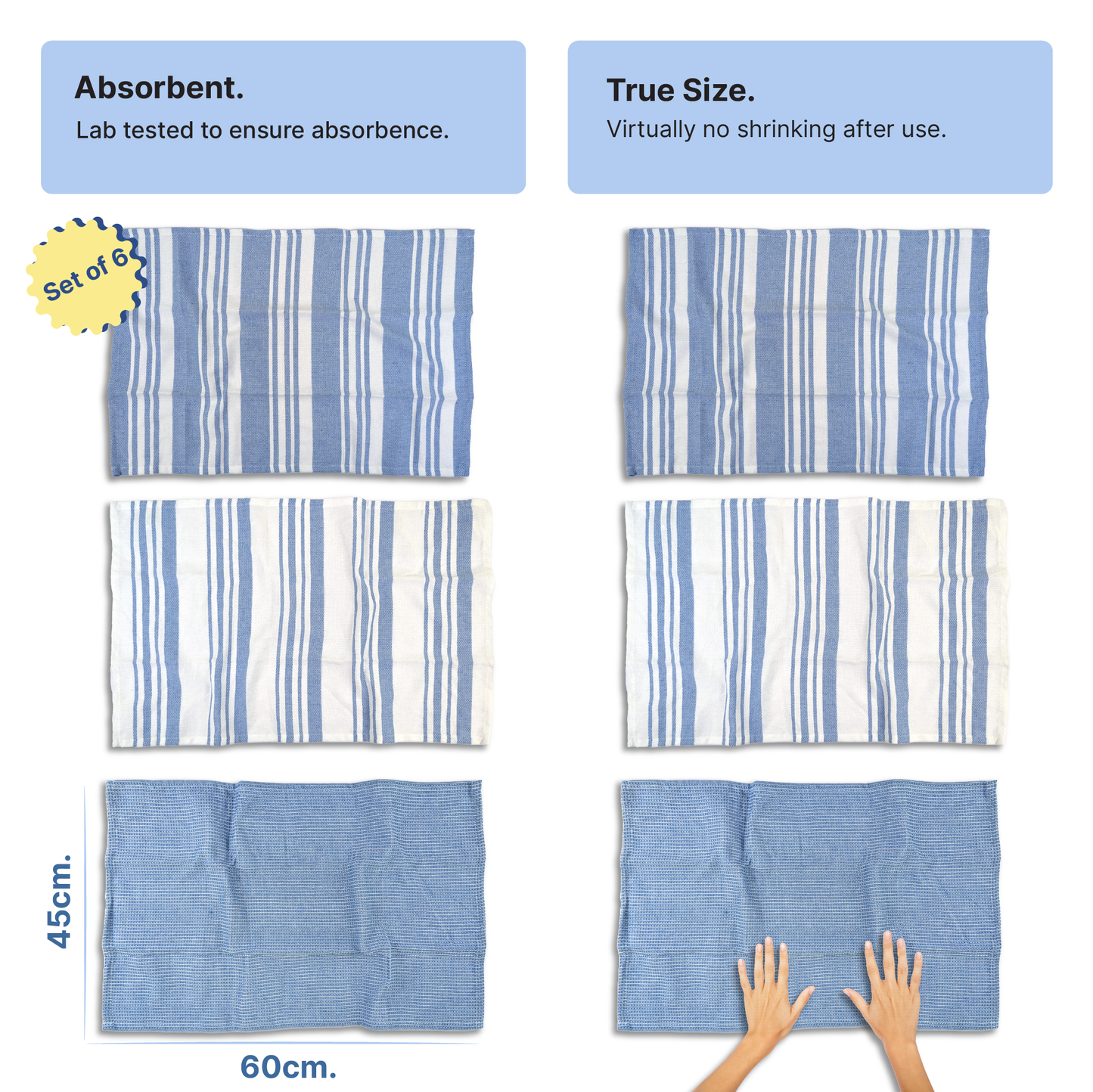 RIGHTSIZE Kitchen Towels, 2 x 1.5 Ft, Crimson & Blue. Pack of 10