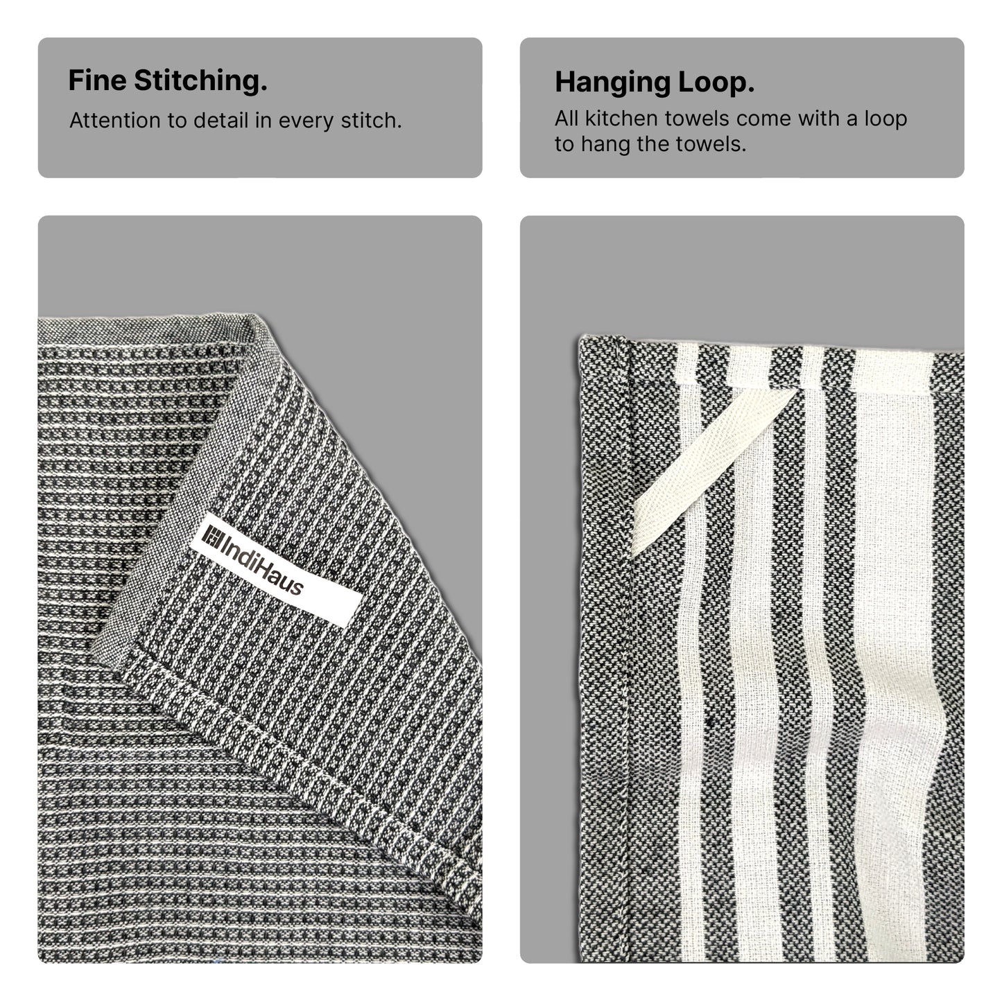 RIGHTSIZE Kitchen Towels, 2 x 1.5 Ft, Slate Grey. Pack of 6