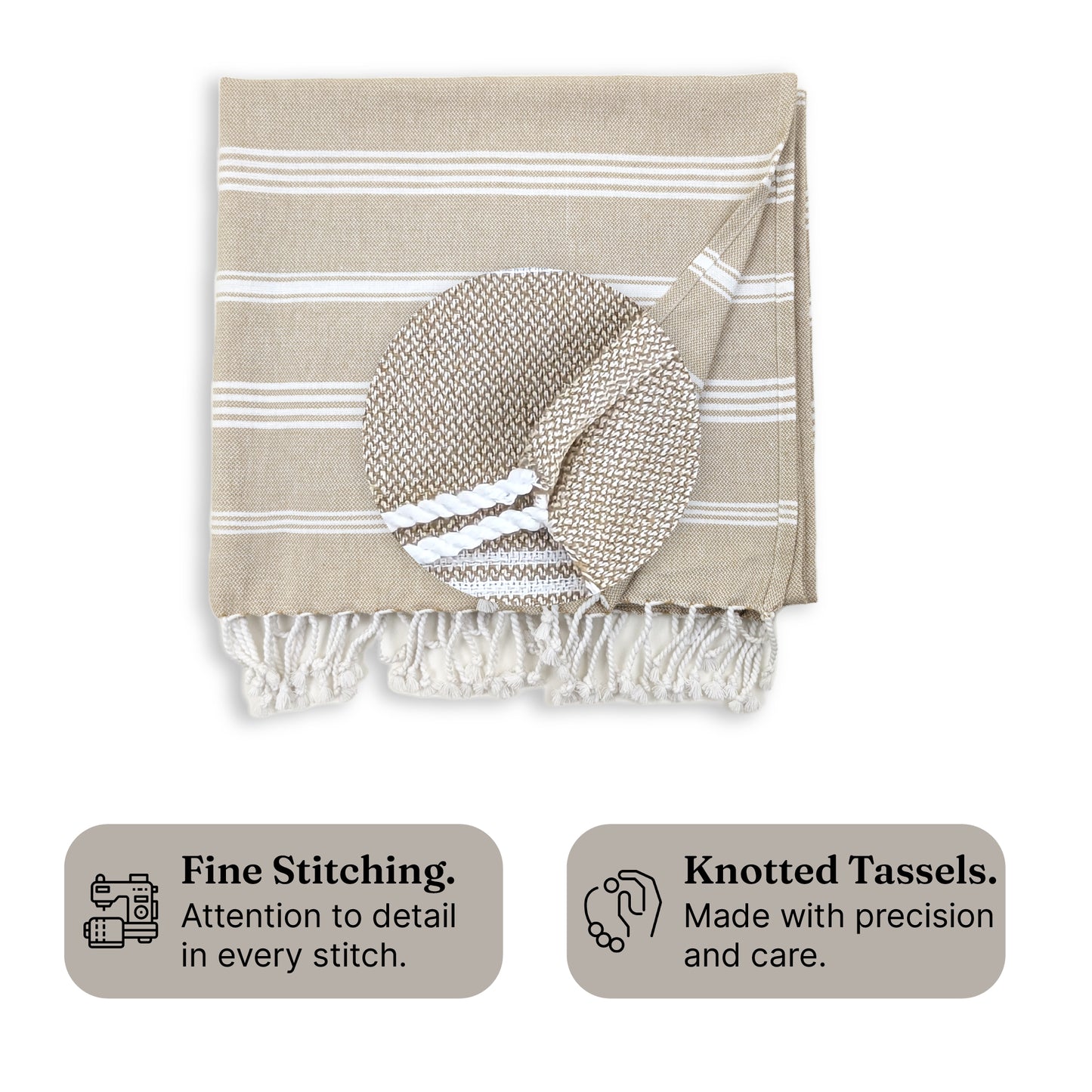 TRULY XL Bath Towels, 6 Ft x 3 Ft, Beige & IndiHaus Blue (Pack of 2)