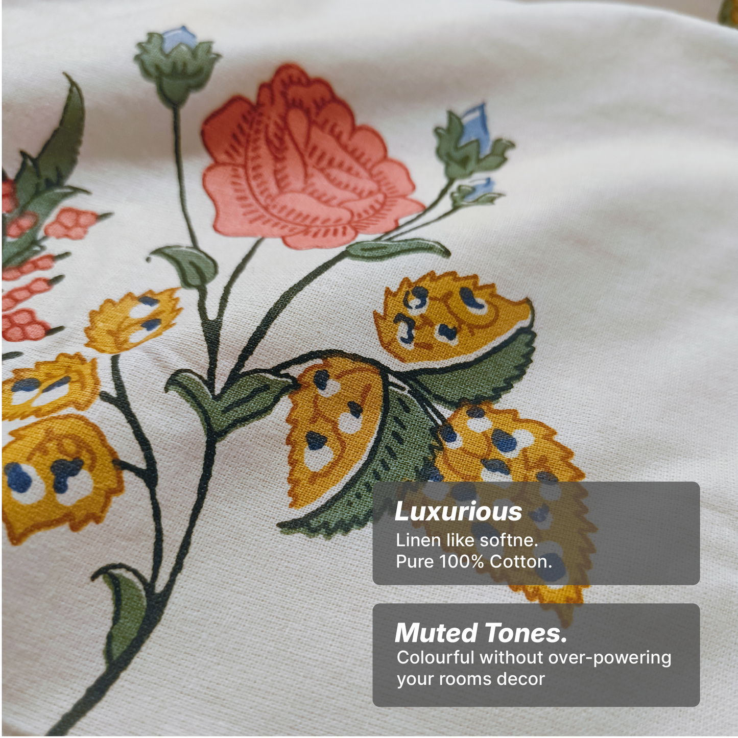 Koyna, Cotton Bedsheet – Orange Rose – 100% Cotton King Size (100 x 104 inches, 1.3kg)