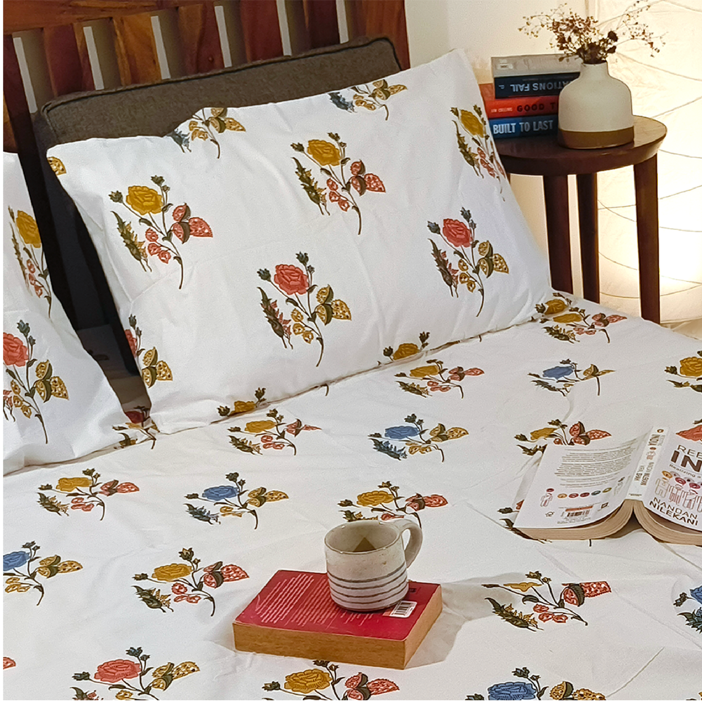 Koyna, Cotton Bedsheet – Orange Rose – 100% Cotton King Size (100 x 104 inches, 1.3kg)