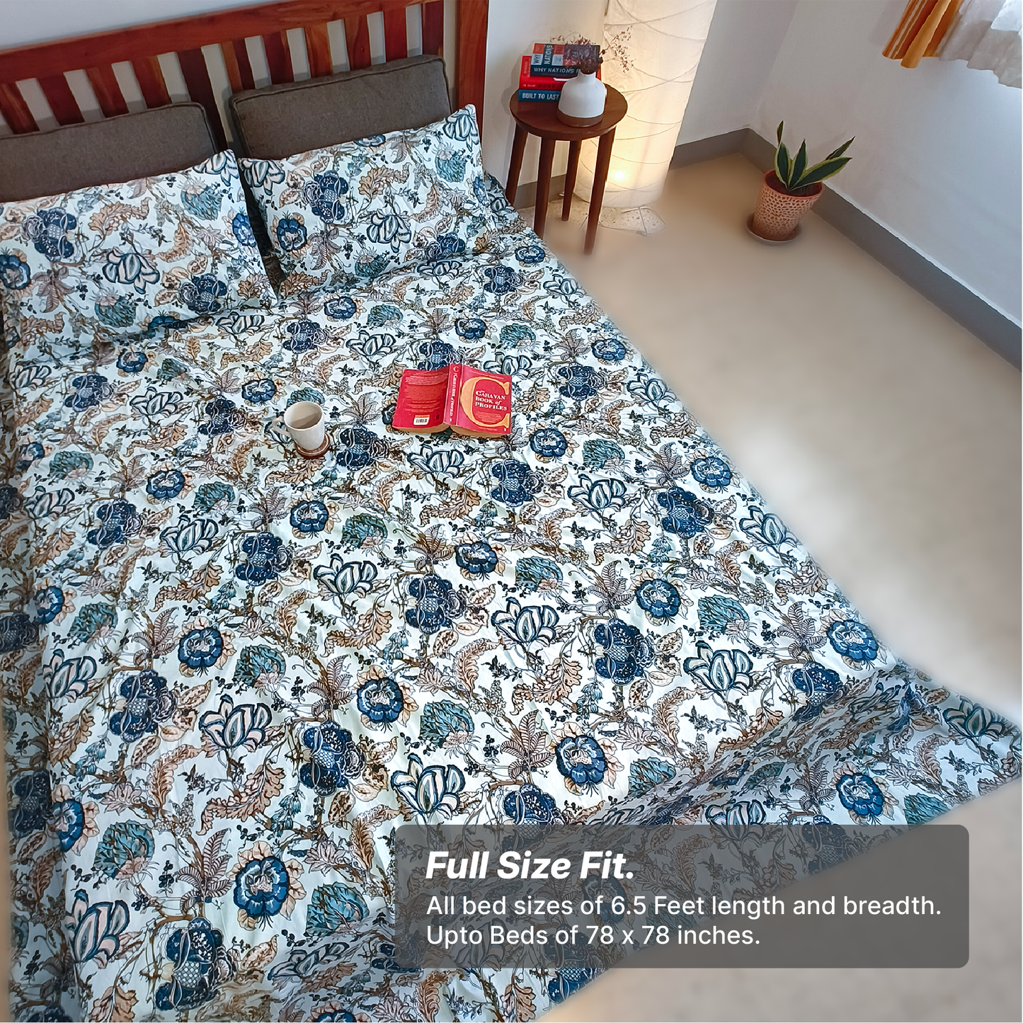 Lal Bagh, Cotton Bedsheet – Blue – 100% Cotton King Size (100 x 104 inches, 1.3kg)