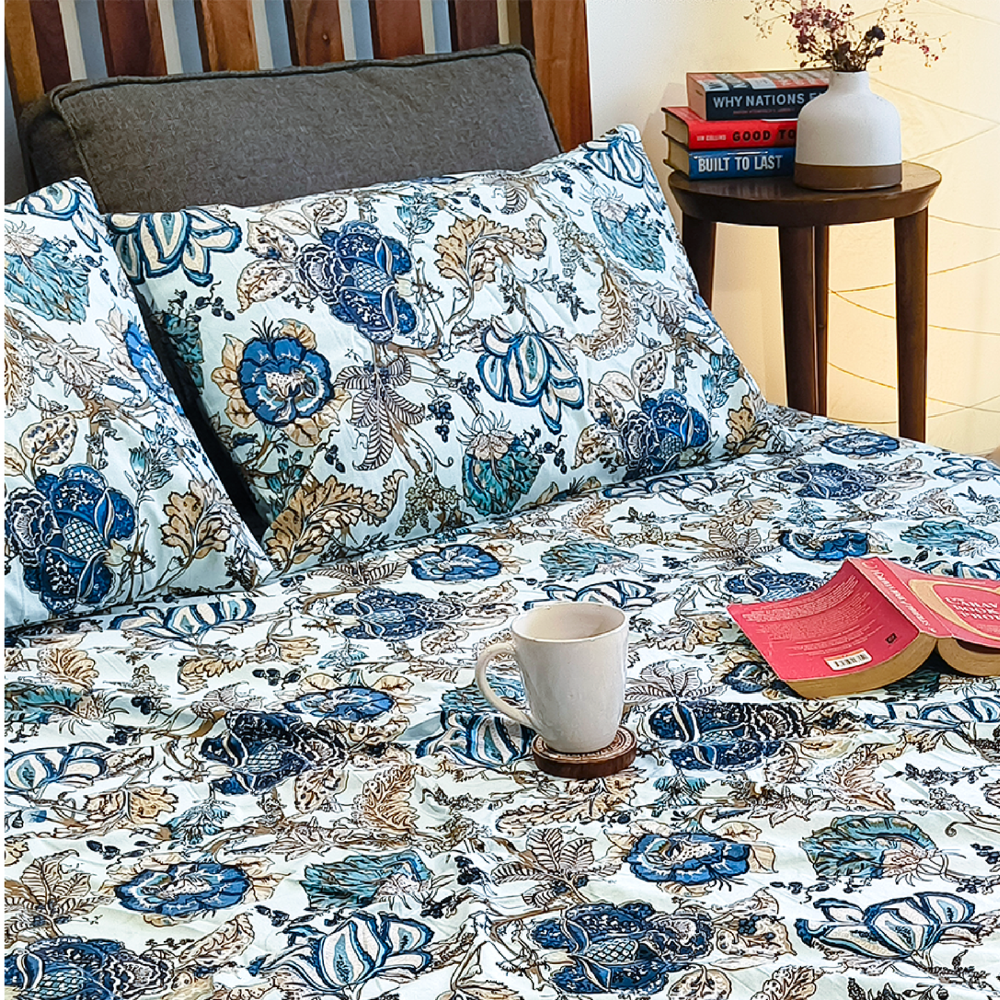 Lal Bagh, Cotton Bedsheet – Blue – 100% Cotton King Size (100 x 104 inches, 1.3kg)