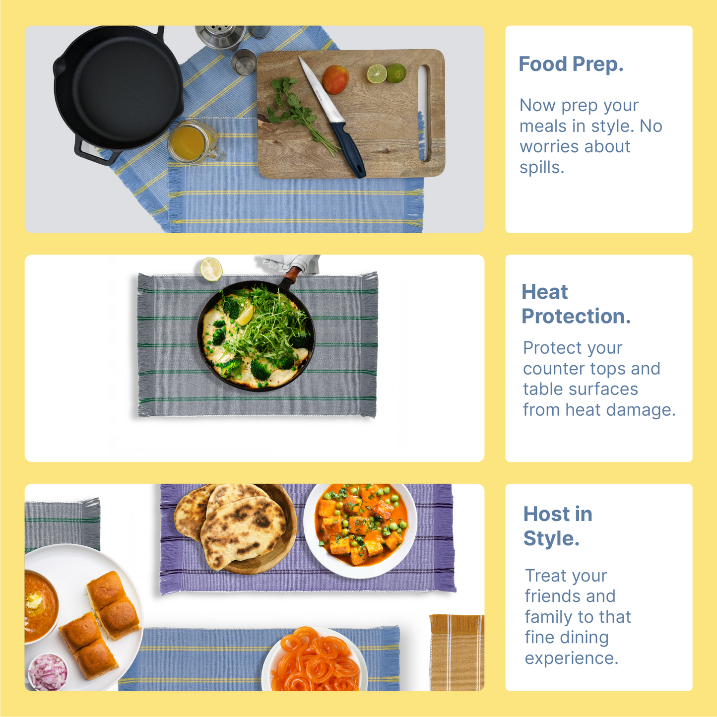 TABLESCAPE Dining Runner, IceBlue Yellow, 6 Seater Table (1 x 6ft)