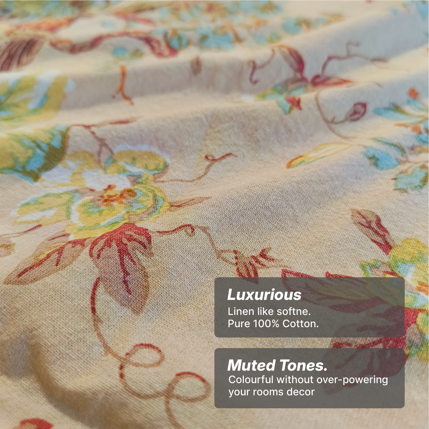 Neora, Cotton Bedsheet – Beige – 100% Cotton King Size (100 x 104 inches, 1.3kg)