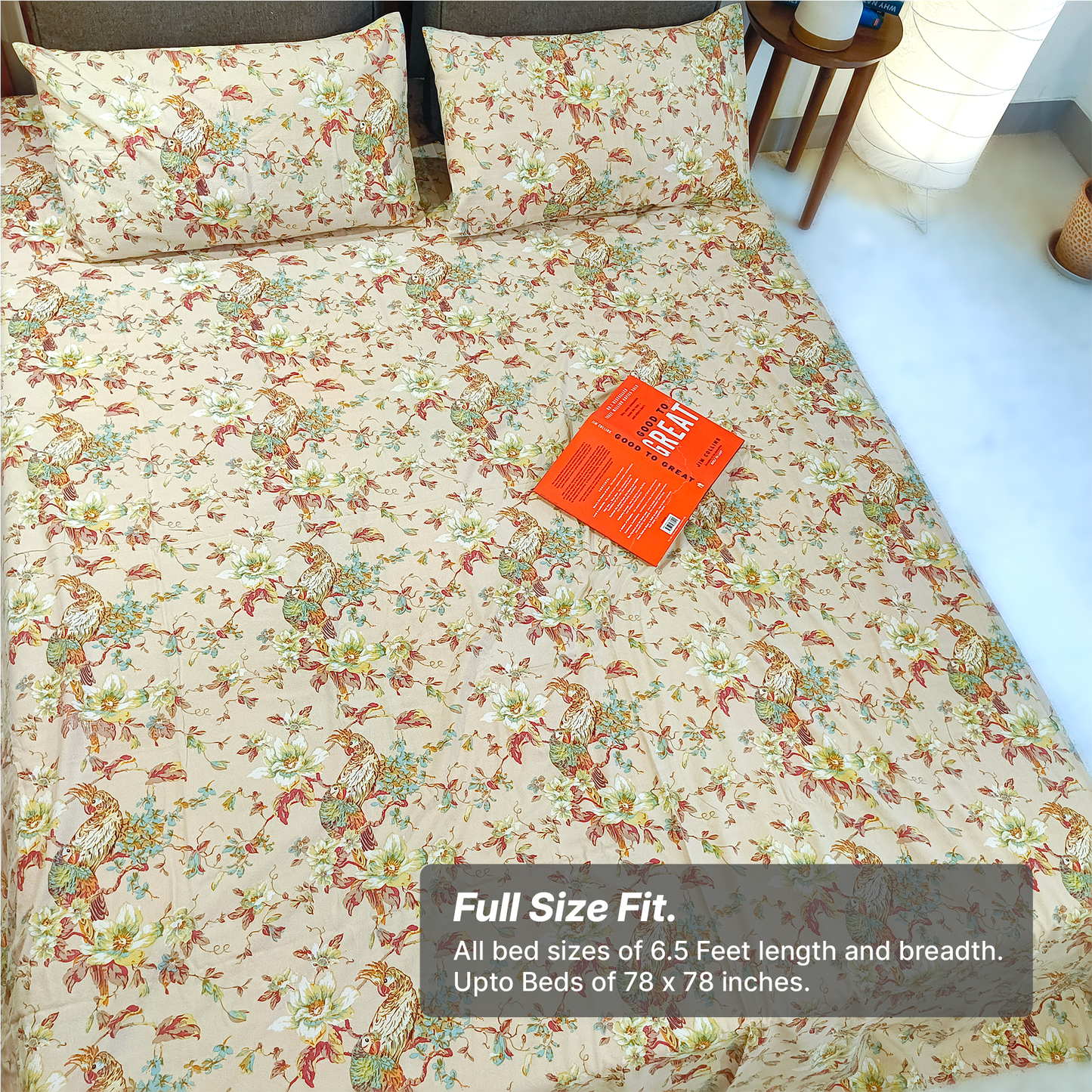 Neora, Cotton Bedsheet – Beige – 100% Cotton King Size (100 x 104 inches, 1.3kg)