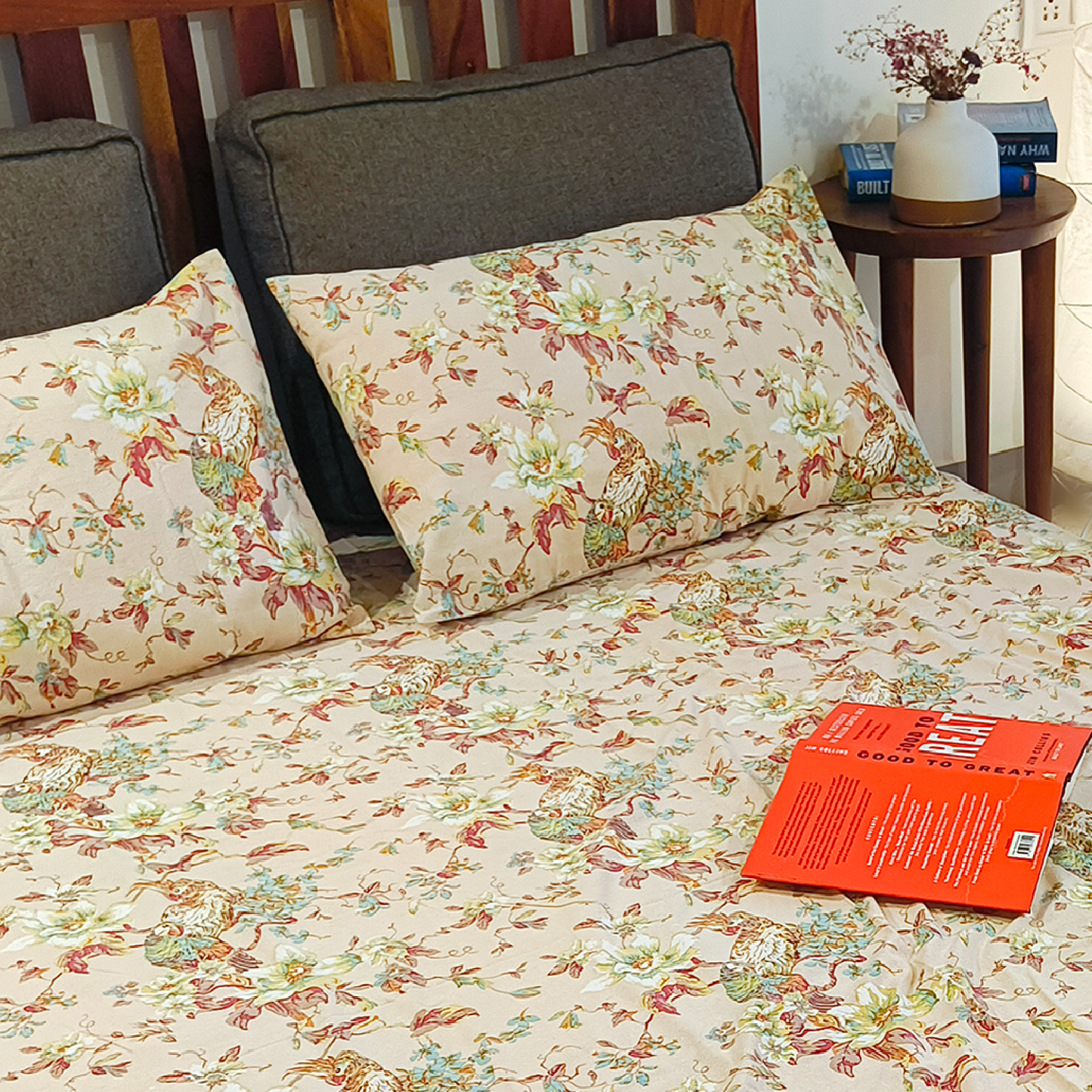 Neora, Cotton Bedsheet – Beige – 100% Cotton King Size (100 x 104 inches, 1.3kg)