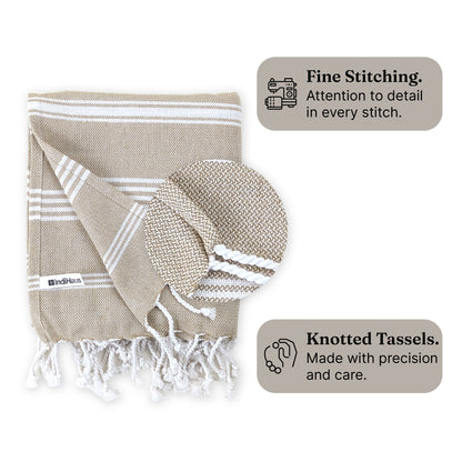 The BIG Towel, 5 x 2.8 Ft, Beige & Teal. Pack of 2