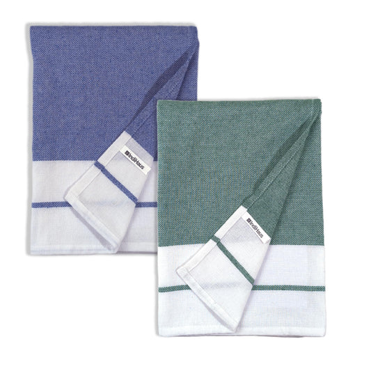 EVERYDAY Bath Towels, 4.5 x 2.5 Ft, Blue & Teal. Pack of 2