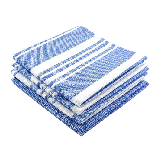 RIGHTSIZE Kitchen Towels, 2 x 1.5 Ft, Indihaus Blue. Pack of 4