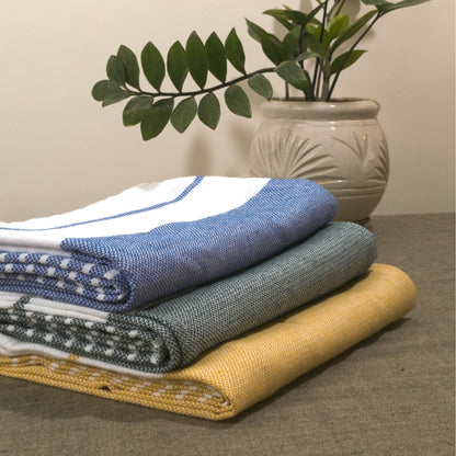EVERYDAY Bath Towels, 4.5 x 2.5 Ft, Blue & Orange. Pack of 2