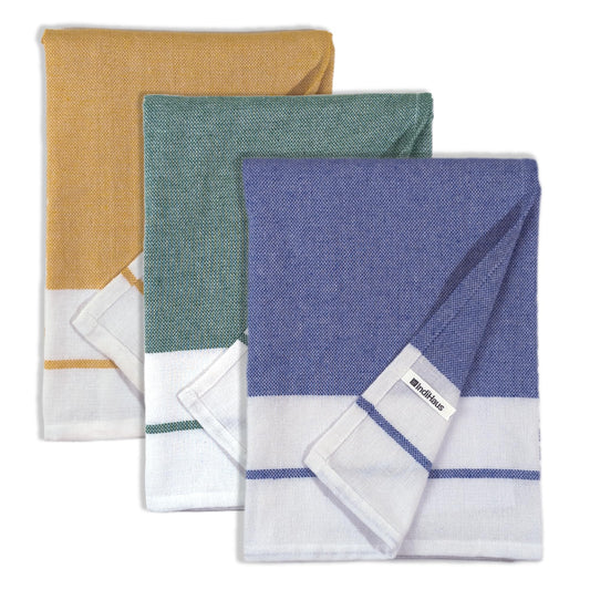EVERYDAY Bath Towels, 4.5 x 2.5 Ft, Blue, Orange & Teal. Pack of 3