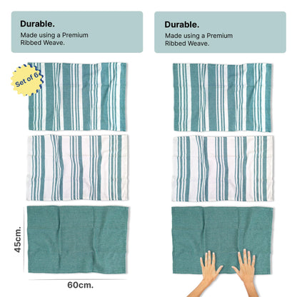 RIGHTSIZE Kitchen Towels, 2 x 1.5 Ft, Ocean Teal. Pack of 6