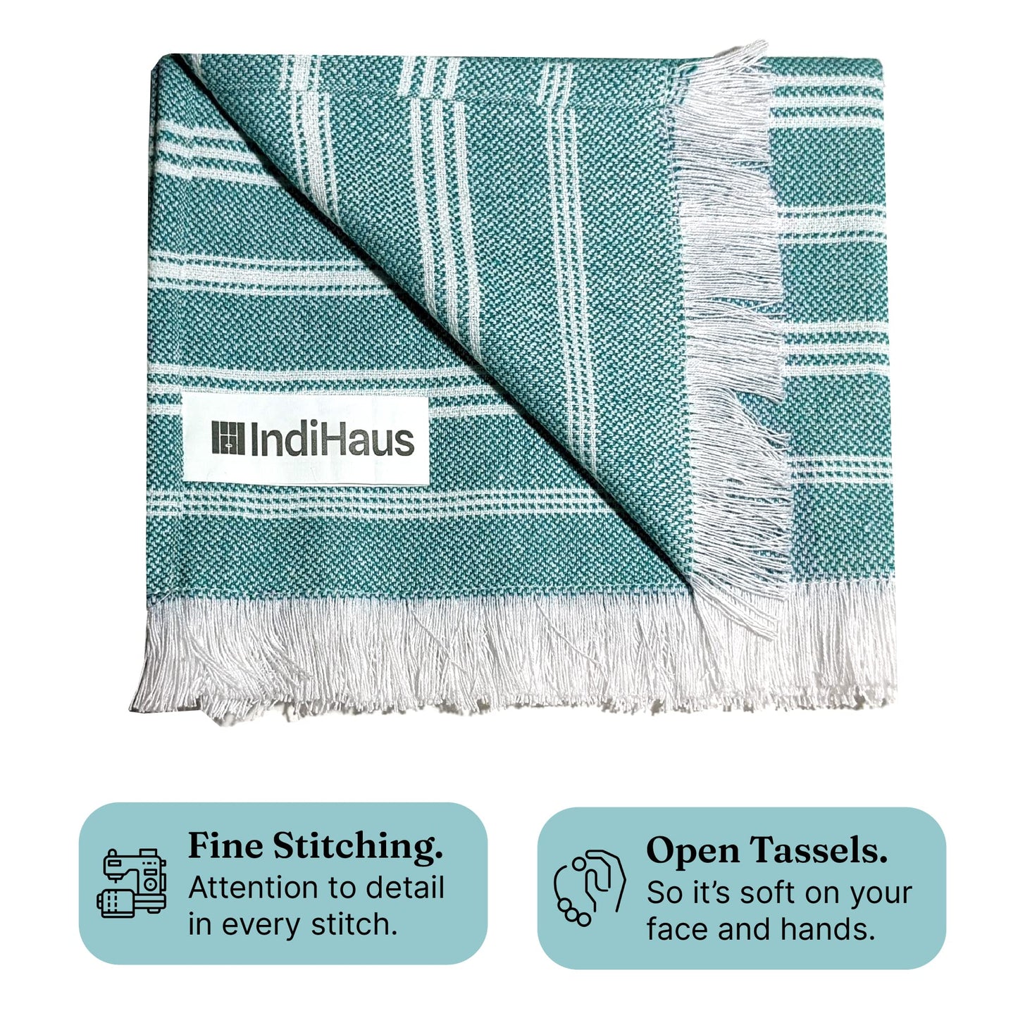 VIBRANT Hand Towels, 2 x 1.5 Ft, Yellow & Teal. Pack of 4