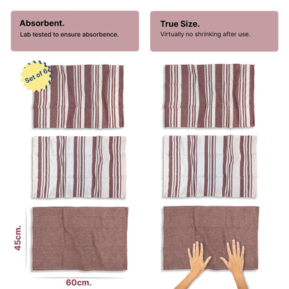 RIGHTSIZE Kitchen Towels, 2 x 1.5 Ft, Earth Crimson. Pack of 6