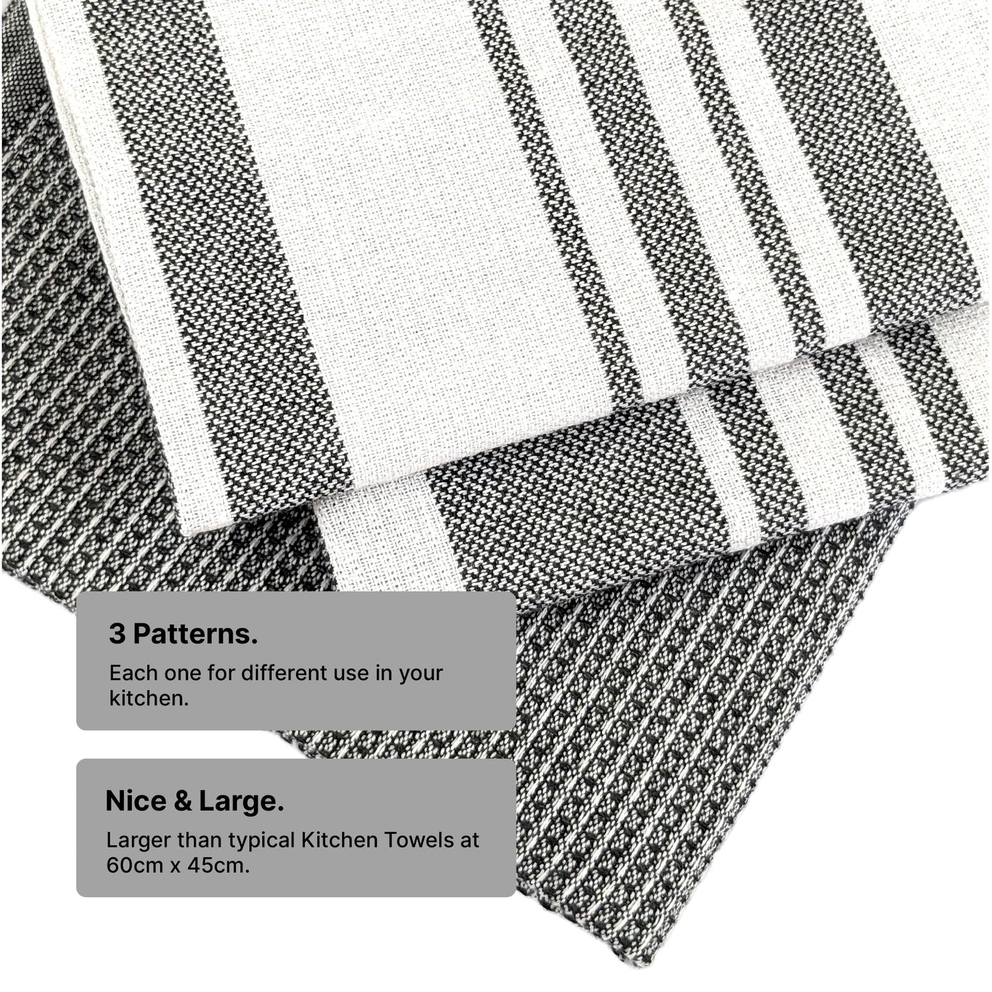 RIGHTSIZE Kitchen Towels, 2 x 1.5 Ft, Slate Grey. Pack of 4