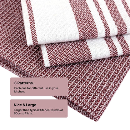 RIGHTSIZE Kitchen Towels, 2 x 1.5 Ft, Earth Crimson. Pack of 4