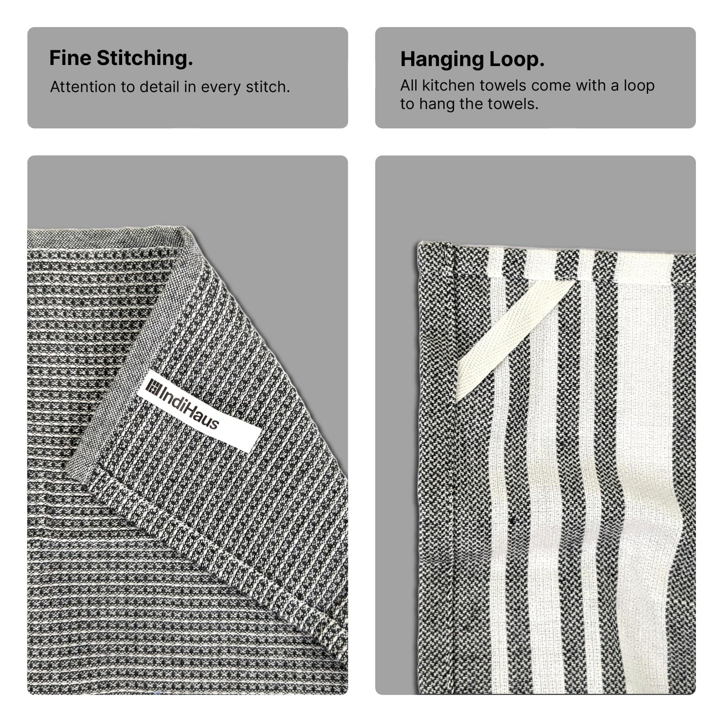 RIGHTSIZE Kitchen Towels, 2 x 1.5 Ft, Slate Grey. Pack of 4