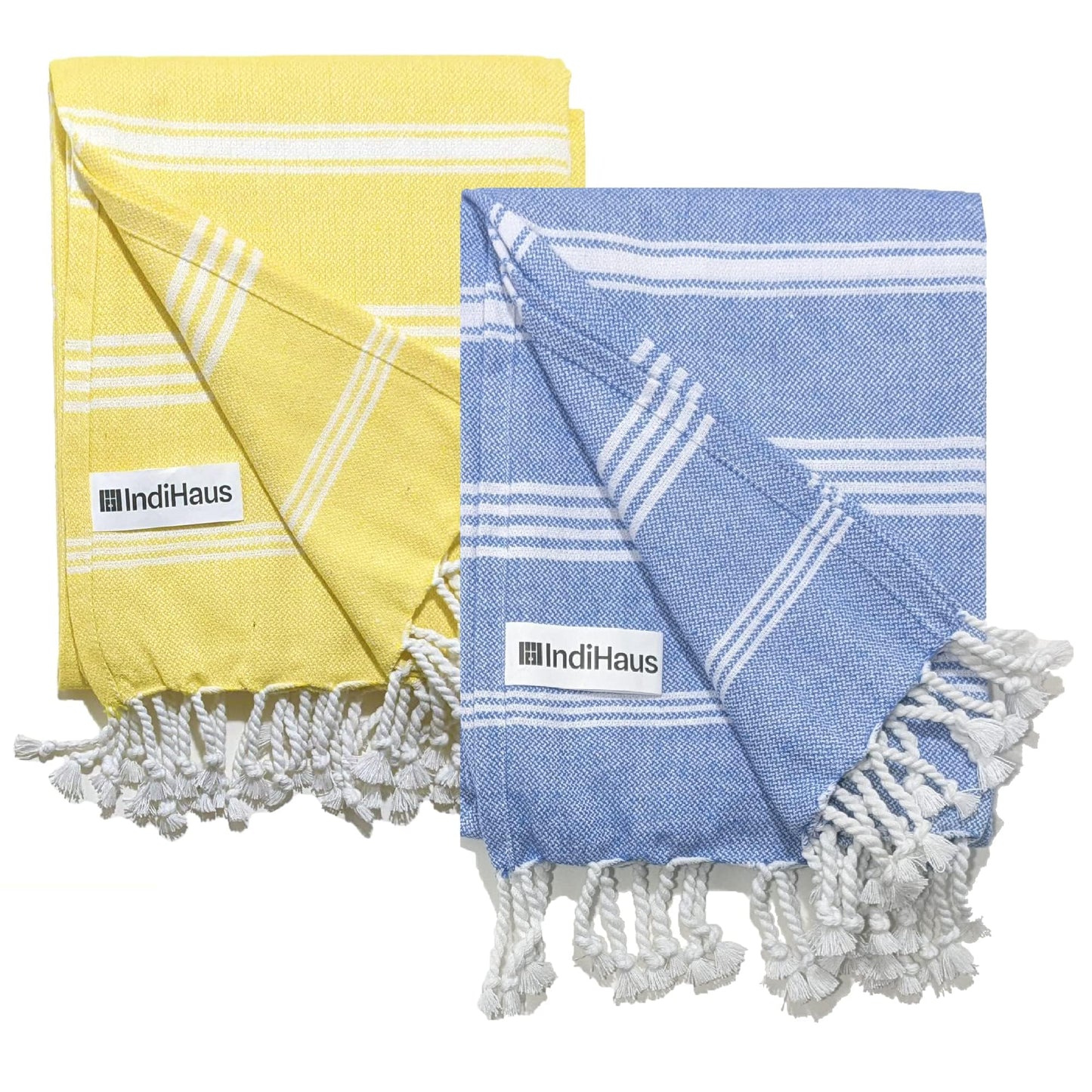 The BIG Towel, 5 x 2.8 Ft, Blue & Yellow. Pack of 2