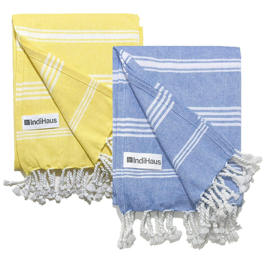 The BIG Towel, 5 x 2.8 Ft, Blue & Yellow. Pack of 2