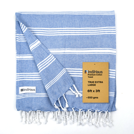 TRULY XL Bath Towel 6Ft X 3Ft, IndiHaus Blue