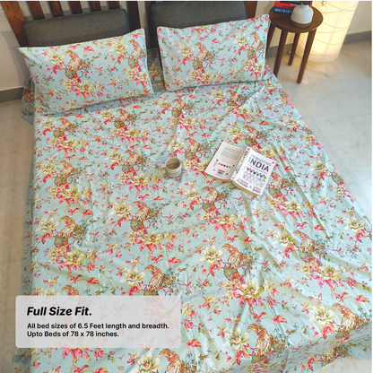 Neora, Cotton Bedsheet – Seafoam Green – 100% Cotton King Size (100 x 104 inches, 1.3kg)