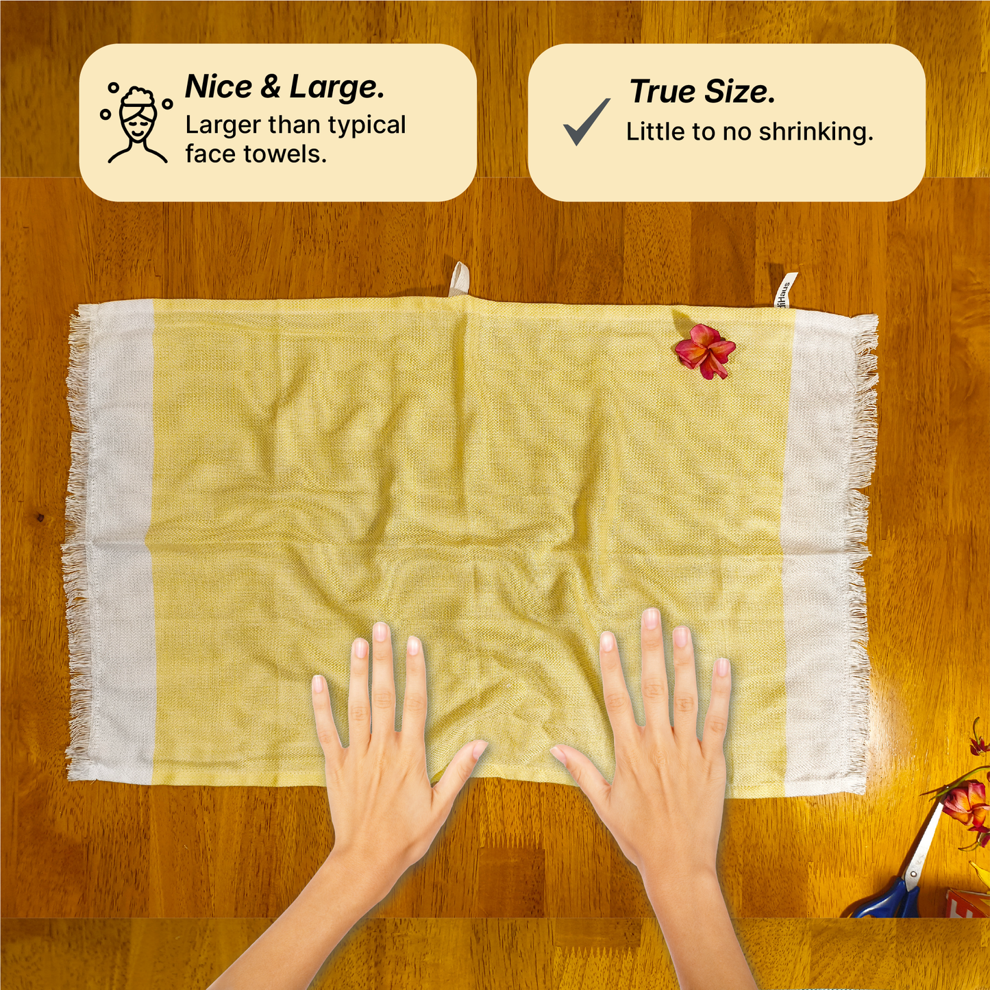 IndiHaus Bamboo Hand Towels, Super Soft and Absorbant, (4, Teal & Yellow)