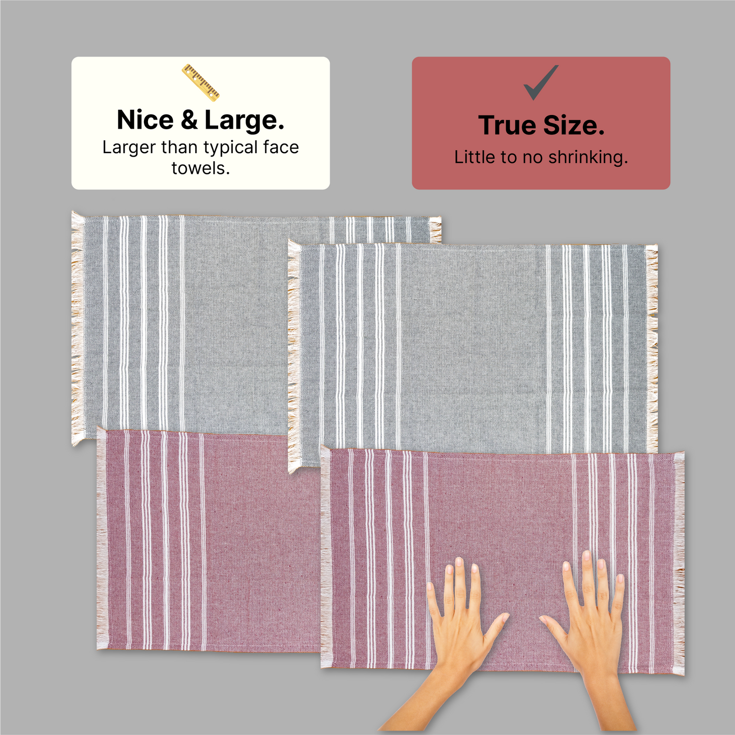 TRULY XL Bath & Hand Towel Set, Earthy Crimson & Slate Grey (Pack of 4+2)