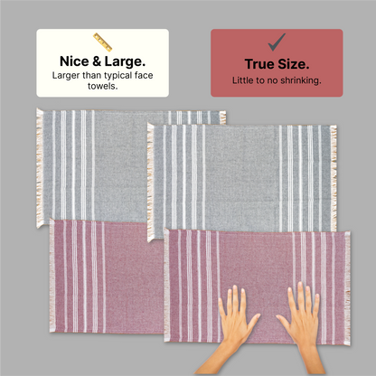 TRULY XL Bath & Hand Towel Set, Earthy Crimson & Slate Grey (Pack of 4+2)