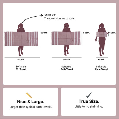 TRULY XL Bath & Hand Towel Set, Earthy Crimson & Serene Beige (Pack of 4+2)