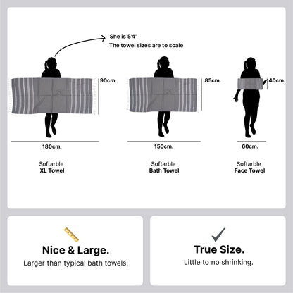 TRULY XL Bath & Hand Towel Set, Serene Beige & Slate Grey (Pack of 4+2)