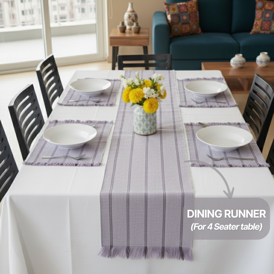 TABLESCAPE Dining Runner, Lavender Violet, 4 Seater Table (1 x 4.5ft)