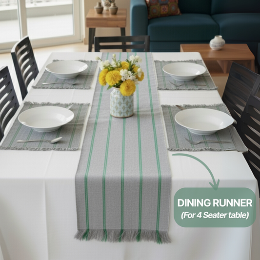 TABLESCAPE Dining Runner, Ash Green, 4 Seater Table (1 x 4.5ft)