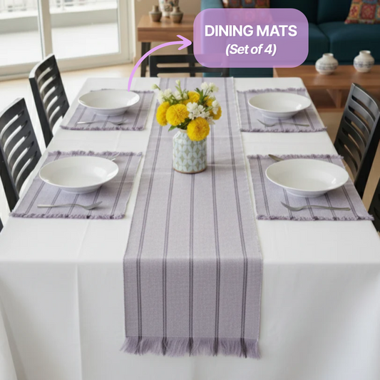 TABLESCAPE Dining PlaceMats, Lavender & Violet Stripe, (Set of 4)