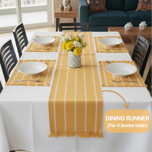 TABLESCAPE Dining Runner, Orange Ivory, 4 Seater Table (1 x 4.5ft)