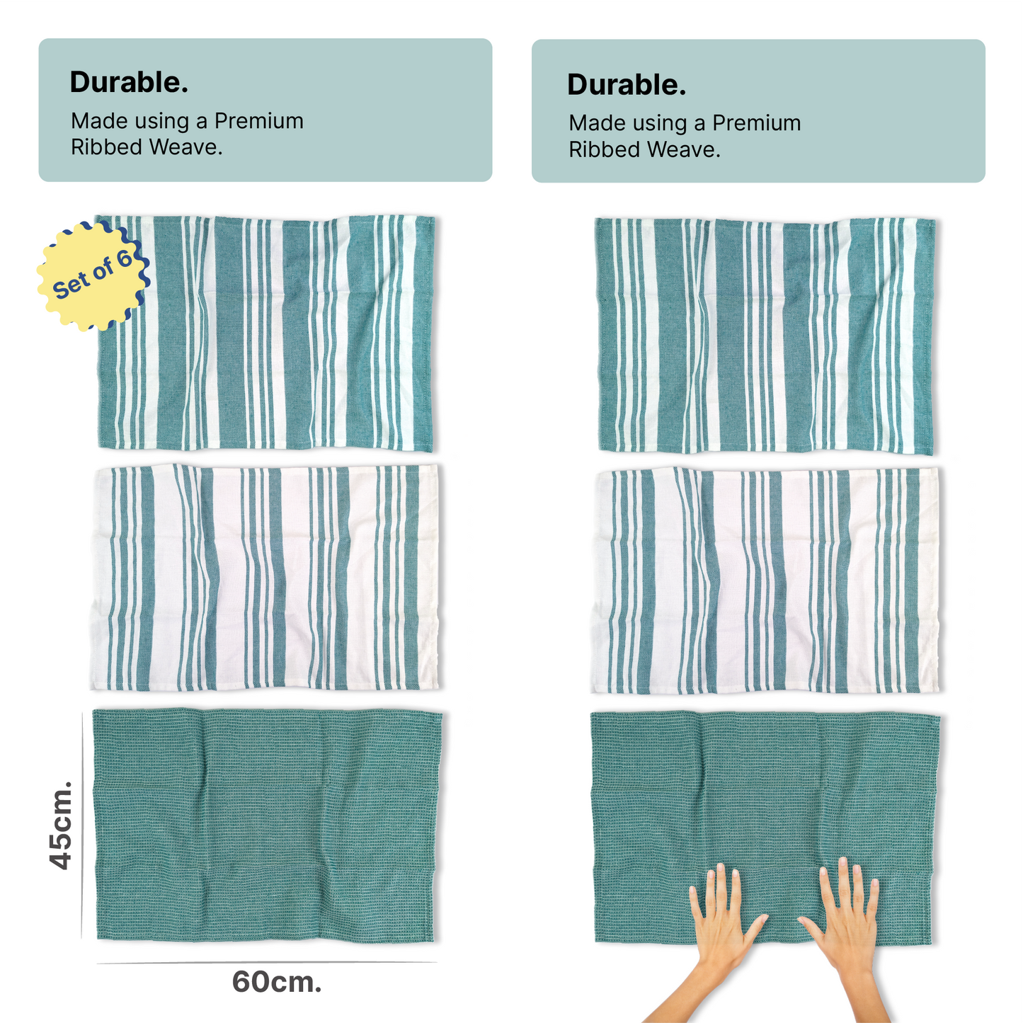 RIGHTSIZE Kitchen Towels, 2 x 1.5 Ft, Crimson & Teal. Pack of 12