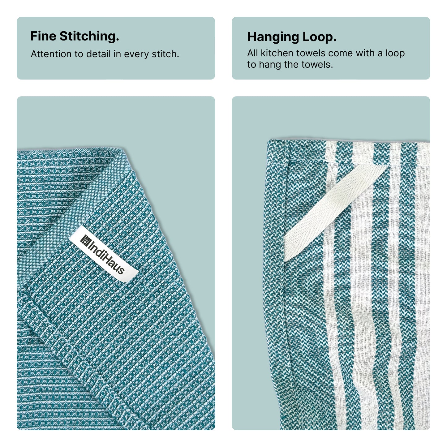 RIGHTSIZE Kitchen Towels, 2 x 1.5 Ft, Ocean Teal. Pack of 6