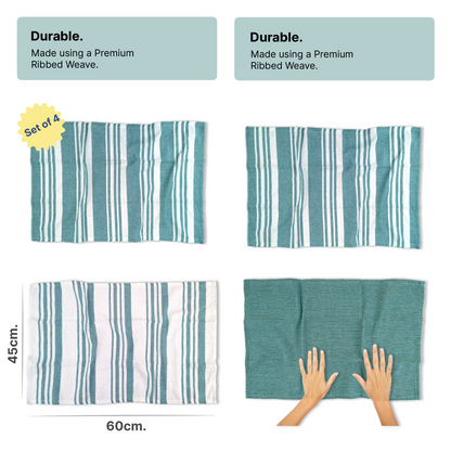 RIGHTSIZE Kitchen Towels, 2 x 1.5 Ft, Ocean Teal. Pack of 4