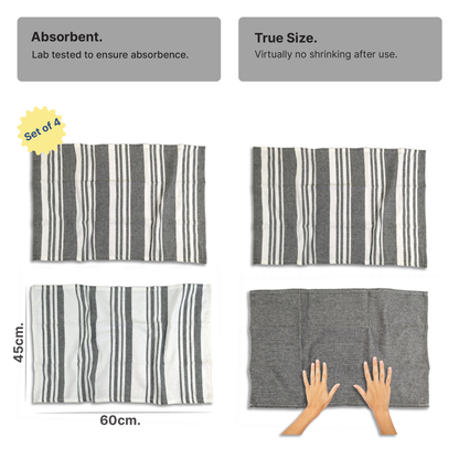 RIGHTSIZE Kitchen Towels, 2 x 1.5 Ft, Slate Grey. Pack of 4