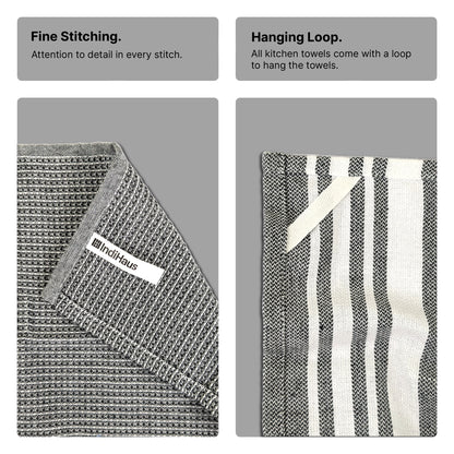 RIGHTSIZE Kitchen Towels, 2 x 1.5 Ft, Slate Grey. Pack of 6