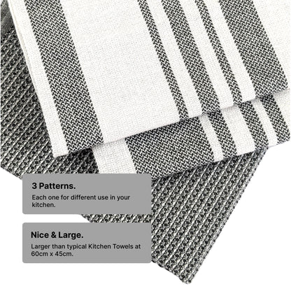 RIGHTSIZE Kitchen Towels, 2 x 1.5 Ft, Slate Grey. Pack of 6