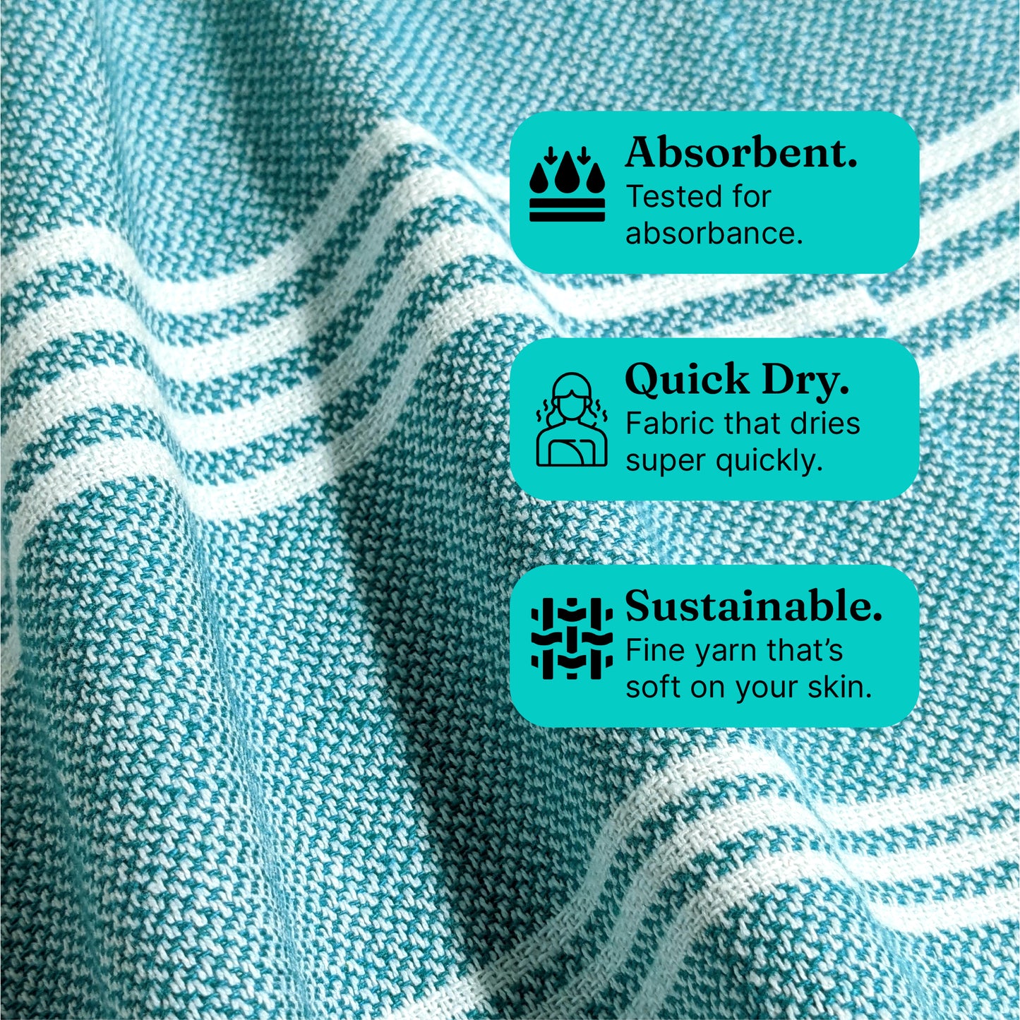 TRULY XL Bath & Hand Towel Set, Teal & Sunshine Yellow (Pack of 4+2)